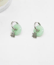 Load image into Gallery viewer, Retro Light Green Copper Jade Graphic Circle Hoop Earrings