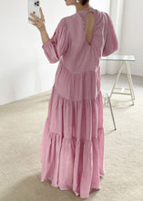 Load image into Gallery viewer, Rose Backless Cotton Long Dresses Exra Large Hem Bracelet Sleeve