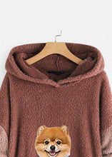 Load image into Gallery viewer, Rubber Red Pockets Low High Design Patchwork Teddy Faux Fur Sweatshirts Hooded Fall