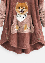 Load image into Gallery viewer, Rubber Red Pockets Low High Design Patchwork Teddy Faux Fur Sweatshirts Hooded Fall