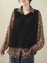 Load image into Gallery viewer, Women Casual Knitted Embroidery Patch Vest