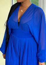 Load image into Gallery viewer, Sexy Blue V Neck Tops And Wide Leg Pants Chiffon Two Piece Set Fall