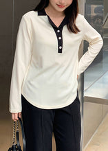 Load image into Gallery viewer, Simple Apricot Peter Pan Collar Patchwork Plus Size Cotton Shirt Fall