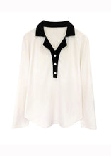 Load image into Gallery viewer, Simple Apricot Peter Pan Collar Patchwork Plus Size Cotton Shirt Fall