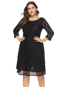 Simple Black Cozy Solid Lace Mid Dresses Summer