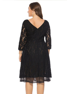 Simple Black Cozy Solid Lace Mid Dresses Summer