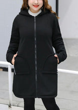 Load image into Gallery viewer, Simple Black Hooded Pockets Fleece Wool Lined Jackets Winter