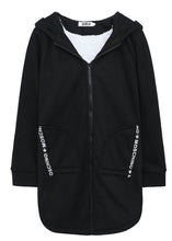 Load image into Gallery viewer, Simple Black Hooded Pockets Fleece Wool Lined Jackets Winter