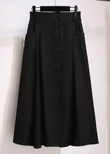 Load image into Gallery viewer, Simple Black Pockets High Waist Patchwork Cotton Skirts Fall