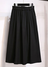 Load image into Gallery viewer, Simple Black Pockets High Waist Patchwork Cotton Skirts Fall