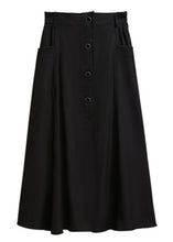 Load image into Gallery viewer, Simple Black Pockets High Waist Patchwork Cotton Skirts Fall