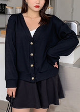 Load image into Gallery viewer, Simple Black V Neck Button Patchwork Knitting Cardigan Fall