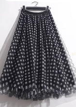 Load image into Gallery viewer, Simple Black Wrinkled Patchwork Plaid Tulle Skirt Spring