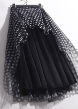 Load image into Gallery viewer, Simple Black Wrinkled Patchwork Plaid Tulle Skirt Spring