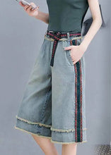 Load image into Gallery viewer, Simple Blue Patchwork High Waist Crop Jeans Summer