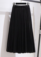 Load image into Gallery viewer, Simple Coffee Elastic Waist Patchwork Velour Pleated Skirt Fall