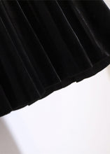 Load image into Gallery viewer, Simple Coffee Elastic Waist Patchwork Velour Pleated Skirt Fall