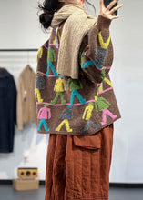 Load image into Gallery viewer, Simple Chocolate O-Neck Oversized Cartoon Jacquard Knit Short Sweater Winter