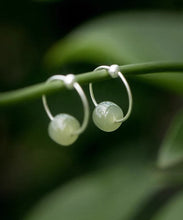 Load image into Gallery viewer, Simple Cyan Sterling Silver Inlaid Jade Hoop Earrings