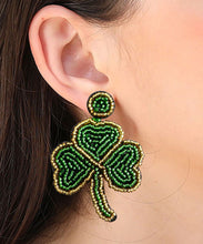 Load image into Gallery viewer, Simple Gold Patchwork Clover Hand Knitting Rice Ball Drop Earrings