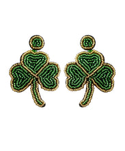 Load image into Gallery viewer, Simple Gold Patchwork Clover Hand Knitting Rice Ball Drop Earrings