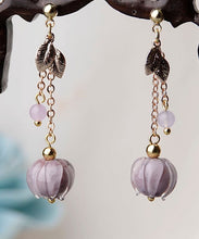 Load image into Gallery viewer, Simple Pink Coloured glaze Leaf Metal Drop Earrings