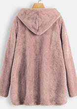 Load image into Gallery viewer, Simple Pink Hooded Pockets Patchwork Warm Fleece Coats Fall