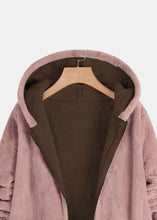 Load image into Gallery viewer, Simple Pink Hooded Pockets Patchwork Warm Fleece Coats Fall