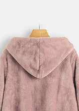 Load image into Gallery viewer, Simple Pink Hooded Pockets Patchwork Warm Fleece Coats Fall