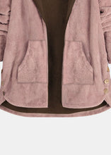 Load image into Gallery viewer, Simple Pink Hooded Pockets Patchwork Warm Fleece Coats Fall