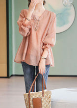 Load image into Gallery viewer, Simple Pink V Neck Spaghetti Strap And Shirts Linen 2 Piece Spring