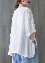 Load image into Gallery viewer, Simple White O-Neck Asymmetrical Patchwork Cotton T Shirt Summer