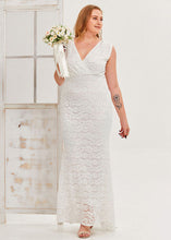 Load image into Gallery viewer, Simple White V Neck Patchwork Sexy Lace Party Dress Sleeveless
