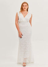 Load image into Gallery viewer, Simple White V Neck Patchwork Sexy Lace Party Dress Sleeveless