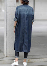 Load image into Gallery viewer, Simple cotton dress Fitted Blue Autumn Casual Cotton Solid Slit Denim Dress