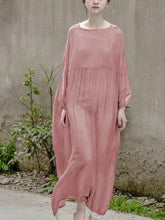 Load image into Gallery viewer, Simple o neck large hem clothes For Women Neckline pink Maxi Dress