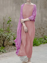 Load image into Gallery viewer, Simple o neck large hem clothes For Women Neckline pink Maxi Dress