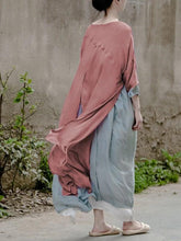 Load image into Gallery viewer, Simple o neck large hem clothes For Women Neckline pink Maxi Dress