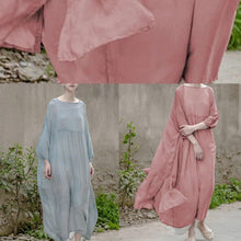 Load image into Gallery viewer, Simple o neck large hem clothes For Women Neckline pink Maxi Dress