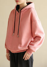 Load image into Gallery viewer, Simple wild cotton Double-layer hooded tunics for women Shirts pink blouse