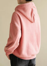 Load image into Gallery viewer, Simple wild cotton Double-layer hooded tunics for women Shirts pink blouse