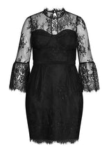 Load image into Gallery viewer, Slim Fit Black O-Neck Patchwork Lace Mid Dresses Summer