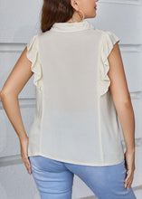 Load image into Gallery viewer, Style Apricot Peter Pan Collar Ruffled Button Patchwork Cotton Blouses Sleeveless