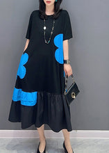 Load image into Gallery viewer, Style Black Patchwork Blue O-Neck Print Vacation Long Dresses Summer