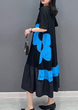 Load image into Gallery viewer, Style Black Patchwork Blue O-Neck Print Vacation Long Dresses Summer