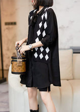 Load image into Gallery viewer, Style Black Peter Pan Collar Patchwork False Two Pieces Cotton Shirt Top Long Sleeve