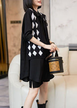 Load image into Gallery viewer, Style Black Peter Pan Collar Patchwork False Two Pieces Cotton Shirt Top Long Sleeve