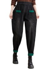 Load image into Gallery viewer, Style Black Pockets Patchwork denim Pants Spring