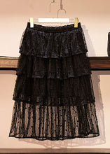 Load image into Gallery viewer, Style Black Ruffled Hollow Out Patchwork Tulle Skirts Summer