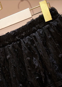 Style Black Ruffled Hollow Out Patchwork Tulle Skirts Summer